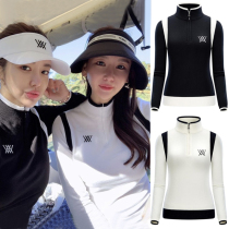 Autumn and winter new golf sweater womens coat thick warm zipper stand neck knitted sweater slim jersey