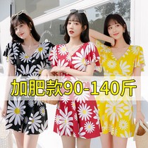 Large size swimsuit womens one-piece print belly thin flat angle skirt fat mm conservative soak hot spring swimsuit 038843