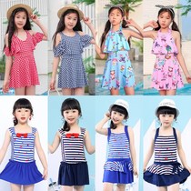 Girls swimsuit one-piece dress-style childrens childrens cute childrens water park swimwear Hot Springs