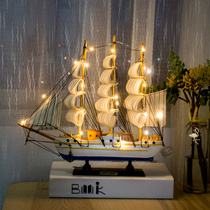 Nordic creative sailing boat model ornaments crafts smooth sailing boat living room desktop girl heart decoration small decoration