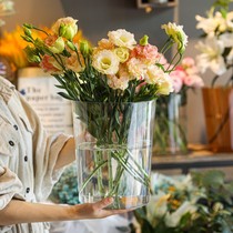 Wake Flower Barrel Flower Shop Special Deepwater Method Type Acrylic Plastic Cylindrical Cylinder Ins Fresh Transparent Oversized Seminator