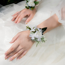 MISSXIU White Lovers] Wedding Matching White Wrist Flower Bride Wedding Accessories Rose Bracelet