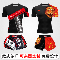 Childrens boxing training clothes Muay Thai shorts male UFC Sanda fighting MMA childrens short-sleeved T-shirt suit custom