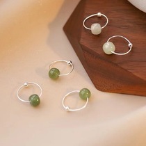 Liqin s925 sterling silver Hetian jade earrings female Chinese style earrings new high-end earrings retro earrings jewelry