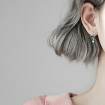 Heartbeat silver earrings simple temperament female earrings personality wild short hair trendsetter creative Korean cold wind small earrings