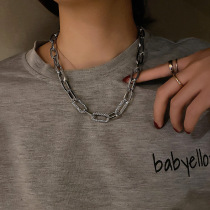 European and American simple design hip hop flash Diamond thick chain Diamond cool necklace retro cold wind fashion tide choker