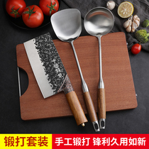 Longquan kitchen knife chopping board set 2-in -1 black sandalwood chopping board knife kitchen kitchenware combination chef cutting knife