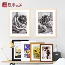 Wooden photo frame hanging wall a3A4 paper picture frame 4K eight 8K open watercolor sketch oil picture frame mounted 12 inch 16 frame
