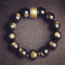 Jiarisha obsidian bracelet mens 12 Zodiac amulet lucky transfer gold obsidian Buddha beads hand string this year