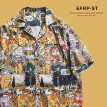 EFRP Hong Kong designer brand full body cartoon printed shirt male and female short sleeves Chauder half sleeve shirt