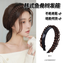 Wig female twist braid wig hair band head ornament fishbone braid headband net red 2022 new female braided braid