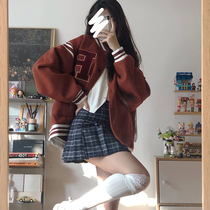 FRLMK national tide brand original men and women hip hop ins Liu Yu the same campus splicing logo baseball uniform jacket jacket