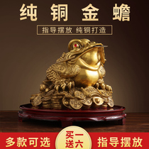 Pure copper gold Chan fortune ornaments living room three-legged copper gold toad home Wangcai three-legged golden cicada shop opening gifts