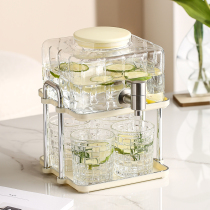 High Face Value Cold Water Pot with tap Home Glass Beer Bucket Mesh Red Bubble Wine Fruit Tea Drink Water Juice Cold Drink Bucket