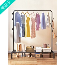  Assembly Japanese-style living room metal strong steel pipe bold single rod floor folding clothes rack wheel double layer