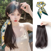 Pony-tailed wig female hair wig ponytail strap French ribbon micro-roll temperament silk scarf high braid fake ponytail