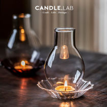 Minimalist retro glass candle holder base windproof candle Todai Home Smoke-free hotel pendulum with light lavish Nordic Romantic