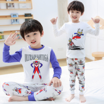 Altman childrens spring and autumn long sleeved pajamas boys autumn clothes autumn pants small children boys autumn clothes home clothing set tide