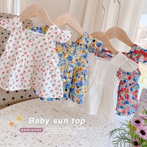 Chen Ma girl Floral suspender female baby vest Western summer baby Korean version sleeveless loose childrens top