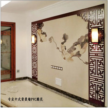 PVC hollow carved new Chinese TV background wall lattice video wall through flower board ceiling partition porch antique