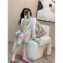 This years popular pyjamas female spring and autumn ice wire long sleeves senior Yuan luxury luxury outfit can wear home clothes