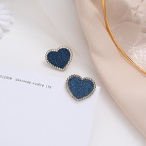 S925 silver pin simple female Small Love earrings 2020 New Tide Korean temperament Net red denim earrings C194