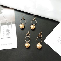  Ai la jewelry Japanese ins style simple retro geometric peach heart love earrings ear clip earrings female ear jewelry
