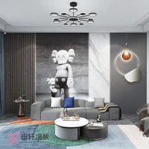 Trendy cartoon pattern bamboo wood fiber integrated board bedroom TV background splicing marble imitation grid wall panel