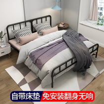 Modern minimalist light luxury iron bed 1 2 meters Nordic black folding high-end thickened Net red ins single double bed