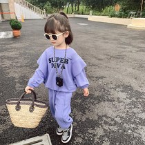 Girl autumn sports suit 2021 new little girl Korean version of foreign style spring and autumn fashionable baby two-piece tide