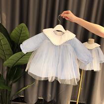 Female baby skirt spring and autumn foreign long sleeve girl dress 1 -- 3 years old baby princess skirt child puffy gauze