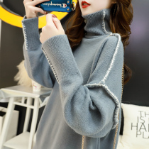 Tide brand 2021 Winter new womens Korean version of lazy wind outside wear base shirt thick high neck loose sweater
