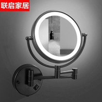 Bathroom cosmetic mirror led with light beauty mirror wall hanging folding telescopic mirror hotel toilet double-sided vanity mirror