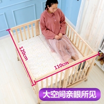 Foldable twin crib 1 meter 2 large space solid wood cradle bed double baby bed can be spliced big bed