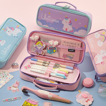 Cute Pen Pouch Pencil Case Girls Elementary School Children Lead Pencil Case Mens Stationery Bags Women Ins Day Ensemble Girl Nets Red First Grade Brief Multifunction Pencil Bags 2020 New Pop South Korea