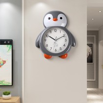 Punch-free silent cartoon living room wall clock cute childrens room clock bedroom home quartz hanging watch wall clock