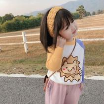 Girl sweater spring and autumn thin foreign style base shirt childrens T-shirt female cartoon print loose baby sweater
