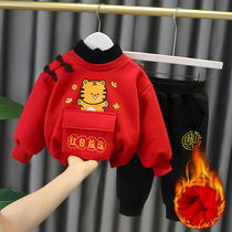 Childrens Tang costumes Winter thick boys New Year clothes babies red Tigers treasures festive New Year clothes