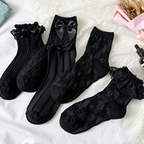 Black pile socks autumn and winter fashion socks lace socks childrens socks tide jk Japanese Lolita socks