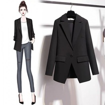 Black small blazer women Spring model 2021 New Korean version of slim temperament Hugh fashion suit small man