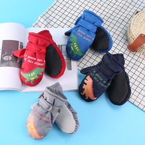 Creative cartoon small dinosaur children's warm gloves winter outdoor thick cold finger ski gloves