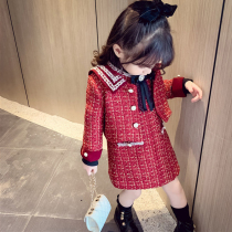 Korean girls small fragrant wind dress autumn clothes 2021 new childrens fashion two-piece little girl foreign style dress