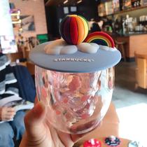 2019 Starbucks New Rainbow hot air balloon mug insulation leak-proof dust-resistant heat-resistant food grade silicone cup lid