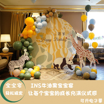 INS avocado forest retro baby banquet childrens birthday decoration balloon Hotel Photo Wall