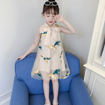 Girl Sleeveless Vest One-piece Dress 2022 New Summer Dress CUHK Child Children Dress Girl Net Yarn Qipao Princess Dress