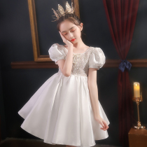 Girls princess dress autumn 2021 new high-end flower girl wedding dress piano playing children dress dress dress