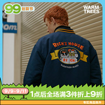 WARMTREES2020AW Li Qi Brothers Embroidered Sandwich Baseball Jacket Jacket 3m New Snow Cotton