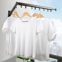 Folding clothes rack Indoor and outdoor balcony household clothes drying rod Window telescopic clothes drying rod Small apartment clothes drying artifact