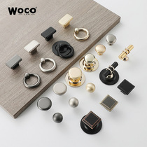 Modern matte black gold handle single hole round round grain Wardrobe door Cabinet drawer punch-free paste single handle