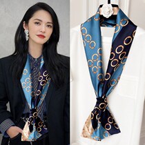 Spring autumn fine narrow small decorative lap suit small silk scarves women thin fashion South Korea 100 lap long strip long scarves scarves